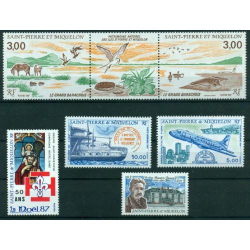 6 timbres neufs** de SPM de 1987