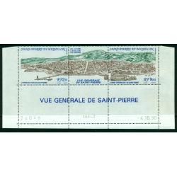 Bande de Timbres neufs** de SPM. Vue générale de Saint Pierre de 1990
