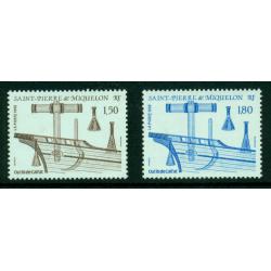 Timbres neufs** de SPM. Outils et coques de bateaux de 1992