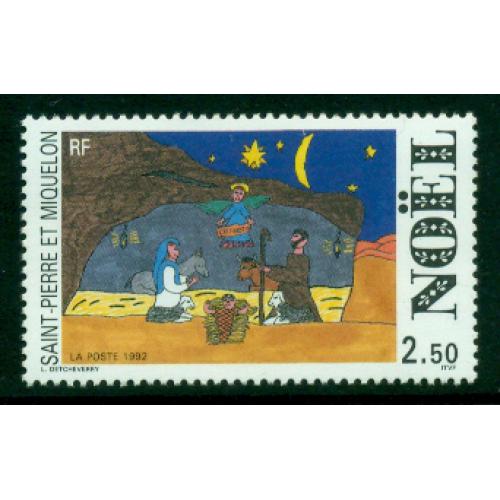 Timbres neufs** de SPM. Noël 1992