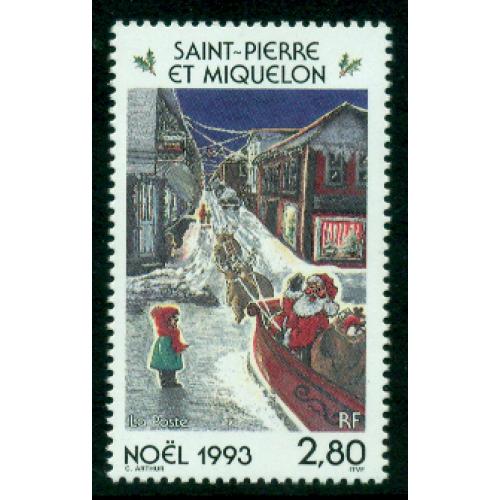 Timbre neuf** de SPM. Noël 93