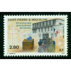 Timbre neuf** de SPM. 50 ans droit de vote des femmes de 1994