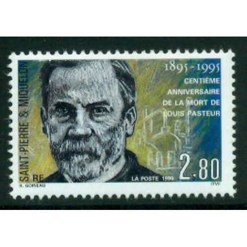 Timbre neuf** de SPM. Louis Pasteur de 1995