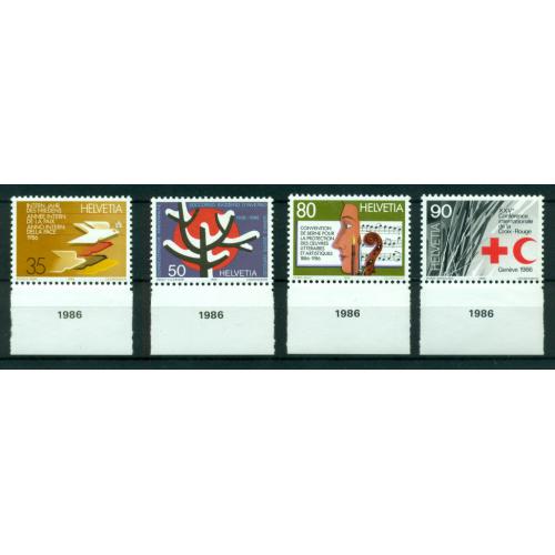 4 timbres neufs** de SUISSE. Anniversaires et évènements de 1986