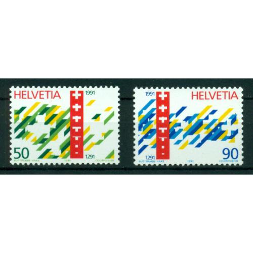 2 timbres neufs** de SUISSE. 700 ans confédération Helvétique