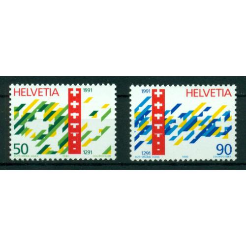 2 timbres neufs** de SUISSE. 700 ans confédération Helvétique
