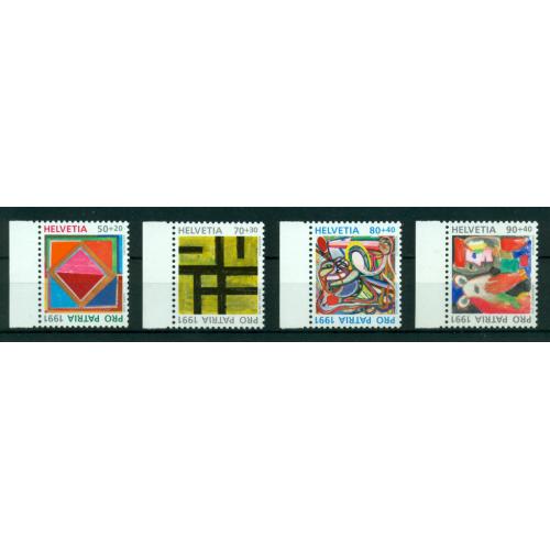4 timbres neufs** de SUISSE. Œuvres originales d'artistes contemporains