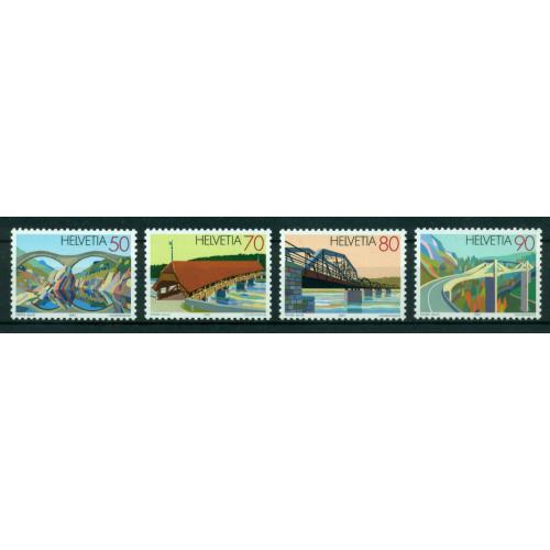 4 timbres neufs** de SUISSE. Les ponts de 1991