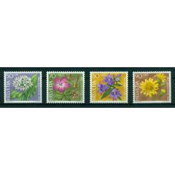 4 timbres neufs** de SUISSE. Fleurs de la foret de 1991