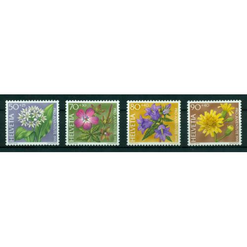 4 timbres neufs** de SUISSE. Fleurs de la foret de 1991