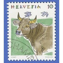 SUISSE 1389 OBLITÉRÉ VACHE