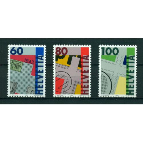 3 timbres neufs** de SUISSE. 150 ans des timbres poste Suisse