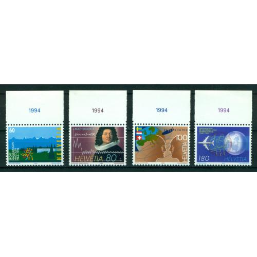 4 timbres neufs** de SUISSE. Anniversaires et évènements de 1994