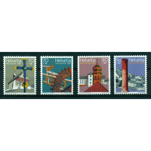 4 timbres neufs** de SUISSE. Biens culturels et paysages
