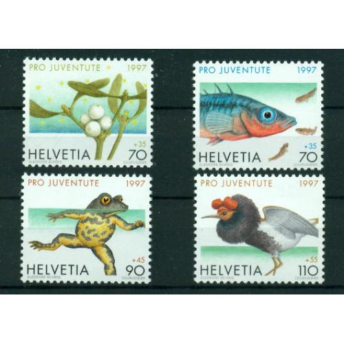 Timbres neufs** de SUISSE. Noël et faunes diverses de 1997