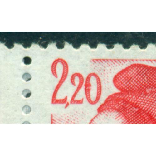 Bande de 3 timbres Sabine avec tache sur le timbre du centre.