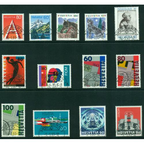 27 Timbres de Suisse année 1993 complète