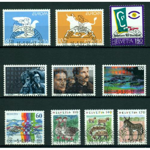 31 Timbres de Suisse année 1995 complète