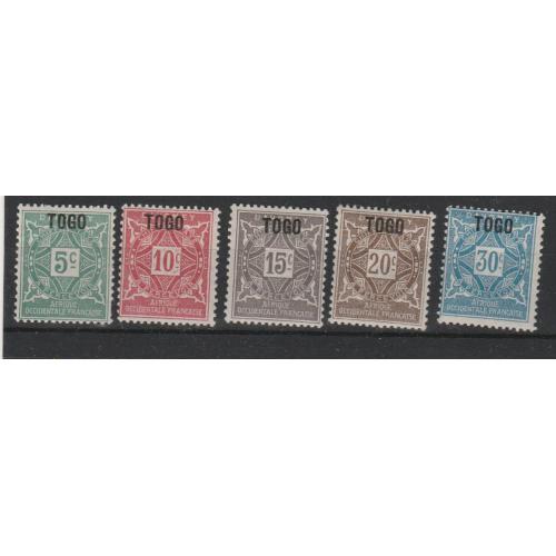 Togo timbres-taxe 1 à 5 neufs * TTB