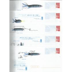 Lot de 5 Prêt à Poster PAP  VAL DE MARNE Les Métiers de l'Eau 2004 Batelier Egoutier etc  Neufs (Rep. Luquet)