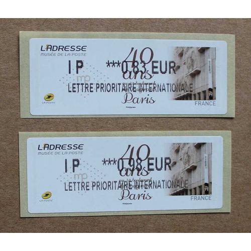 Lis2014-28 : 40 ans L'Adresse Musée de la Poste  IP 0.83,  IP 0.98