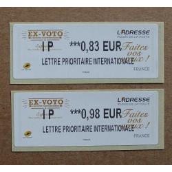 Lis2014-29 : Ex-voto Faites vos voeux Musée de la Poste IP 0.83,  IP 0.98