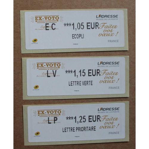 Lis2015-36 : Ex-voto Faites vos voeux Musée de la Poste EC 1.05,  LV 1.15,  LP 1.25