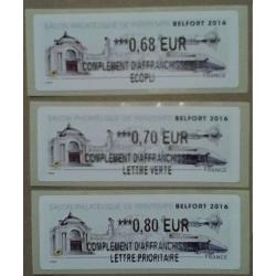 Lis2016-06 : Salon Philatélique de Printemps - Belfort 2016  0.68,  0.70,  0.80 complément d'affranchissement