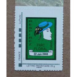 P1-O4 : Timbre-poste personnalisé cadre vert / Parc floral 2008