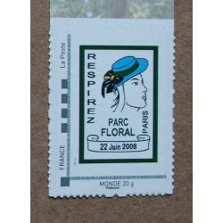 P1-O4 : Timbre-poste personnalisé cadre vert / Parc floral 2008