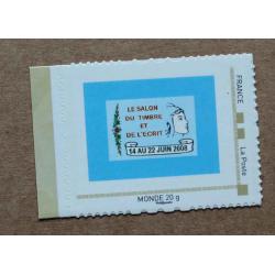 P1-O4 : Timbre-poste personnalisé cadre or / Salon philatélique Parc floral 2008