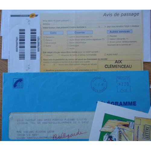 lot de 11 documents diffusés par la poste