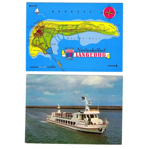 2 cartes de l'ile langeoog (allemagne) (lot19)