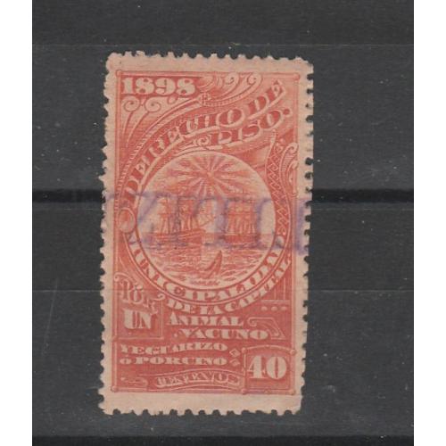 Timbre fiscal argentin de 1898 oblitéré TB/TTB